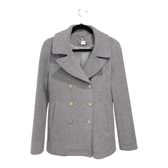 J. Crew Stadium Cloth Nello Gori Pea Coat Double Breasted Gold Buttons size 6 T - Picture 4 of 14